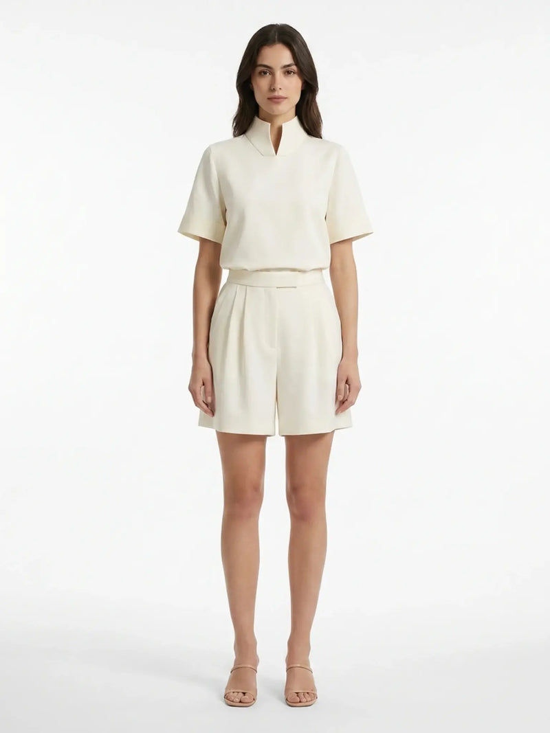 Anouska Blouse Structurée Col Montant pour Femme - Blanc