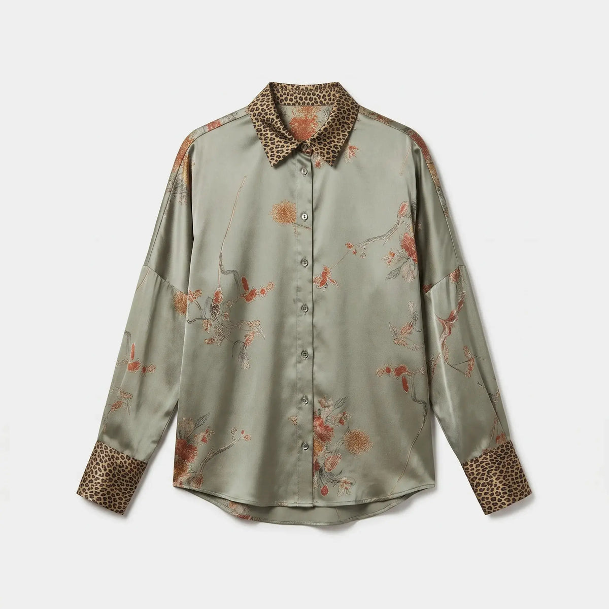 Ottilie Blouse Fleurie Décontractée, Manches Longues pour Femme - Vert