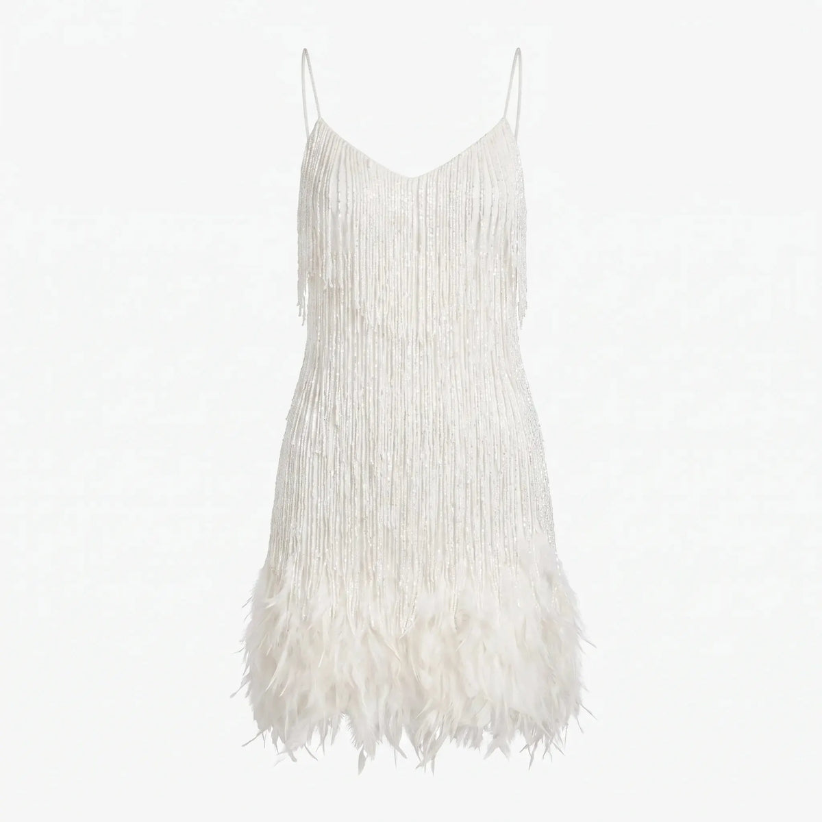 Halcyon Robe Mini à Franges, Sans Manches, Blanche pour Femme - Blanc