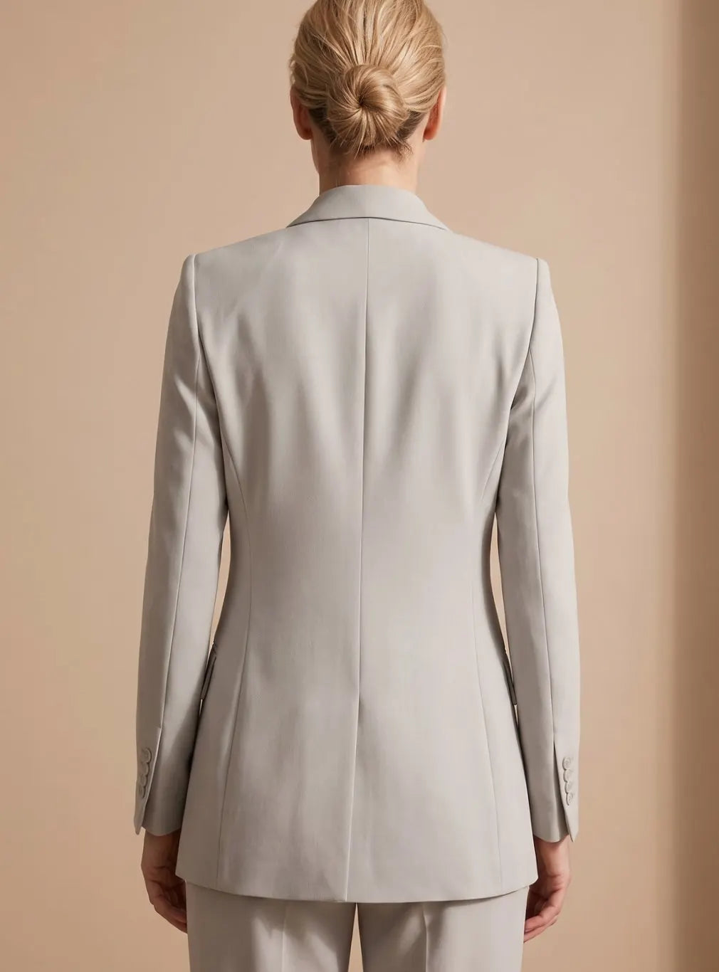 Palma Ensemble Blazer à Bouton Unique et Pantalon Large Évasé pour Femme - Gris