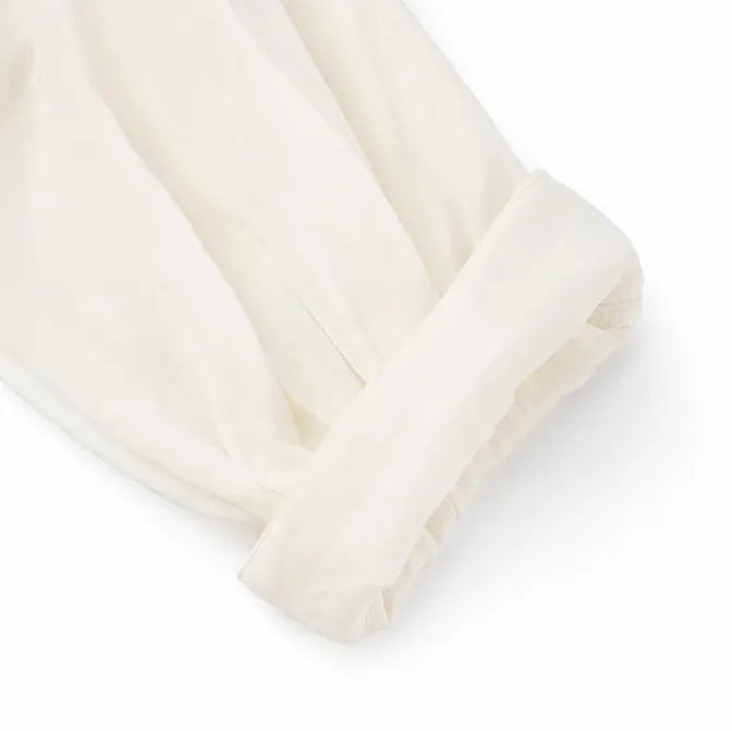 Solendra Ensemble Coordonné Haut Asymétrique et Pantalon Large Fluide pour Femme - Ivoire