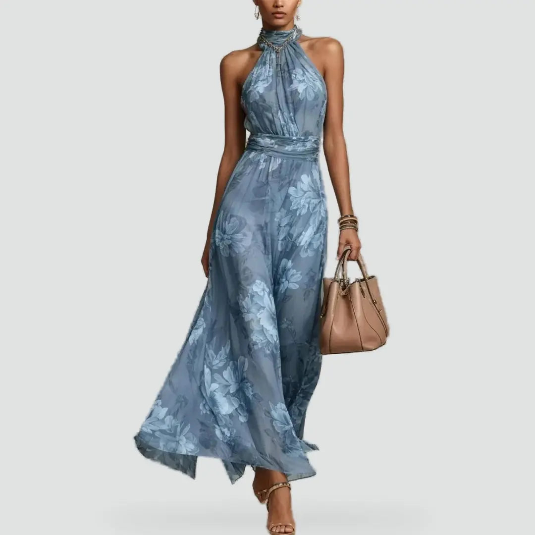 Solene Robe Maxi à Imprimé Fleuri, Idéale Invitée de Mariage pour Femme - Vert Sauge