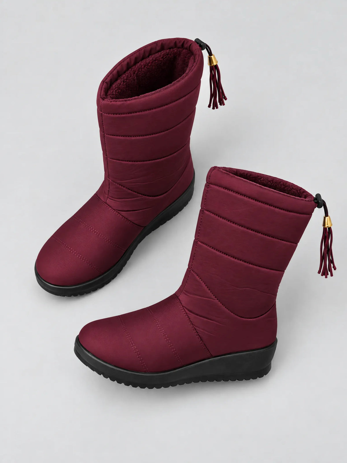 Larkspur Bottes de Neige Matelassées Mi-Mollet pour Femme - Bordeaux