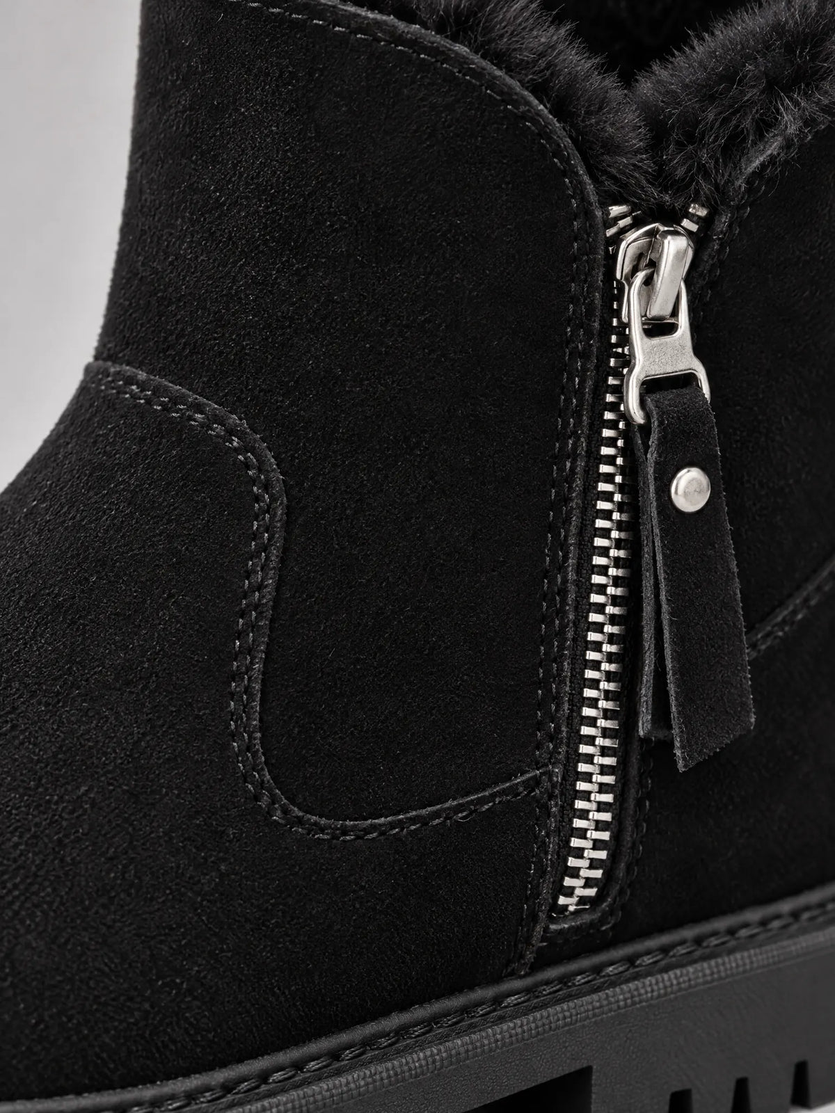 Marchetta Bottines d'Hiver Doublées Fausse Fourrure, Zip Latéral, Semelle Crantée pour Femme - Noir