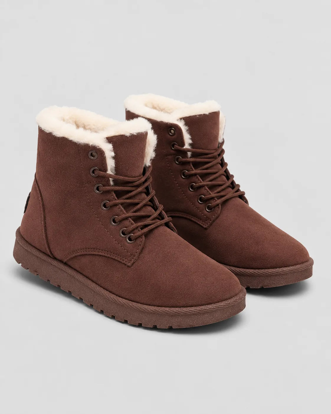 Petronille Bottines Doublées Fourrure, Effet Daim, Style Hiver pour Femme - Marron | Tenelle