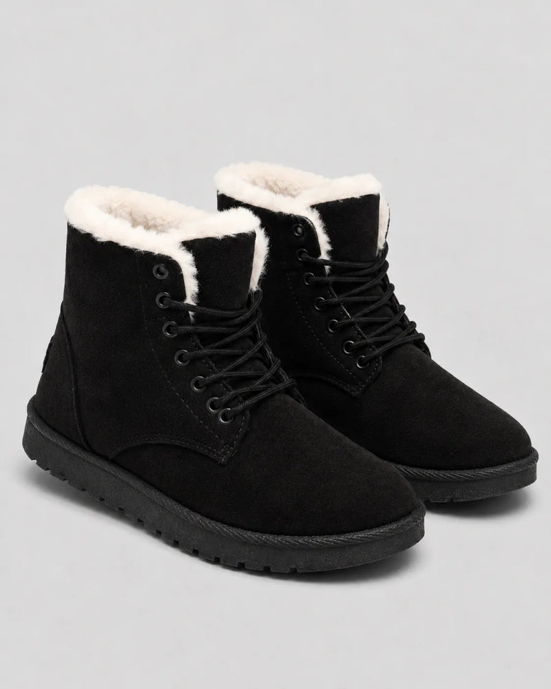 Petronille Bottines Doublées Fourrure, Effet Daim, Style Hiver pour Femme - Noir | Tenelle