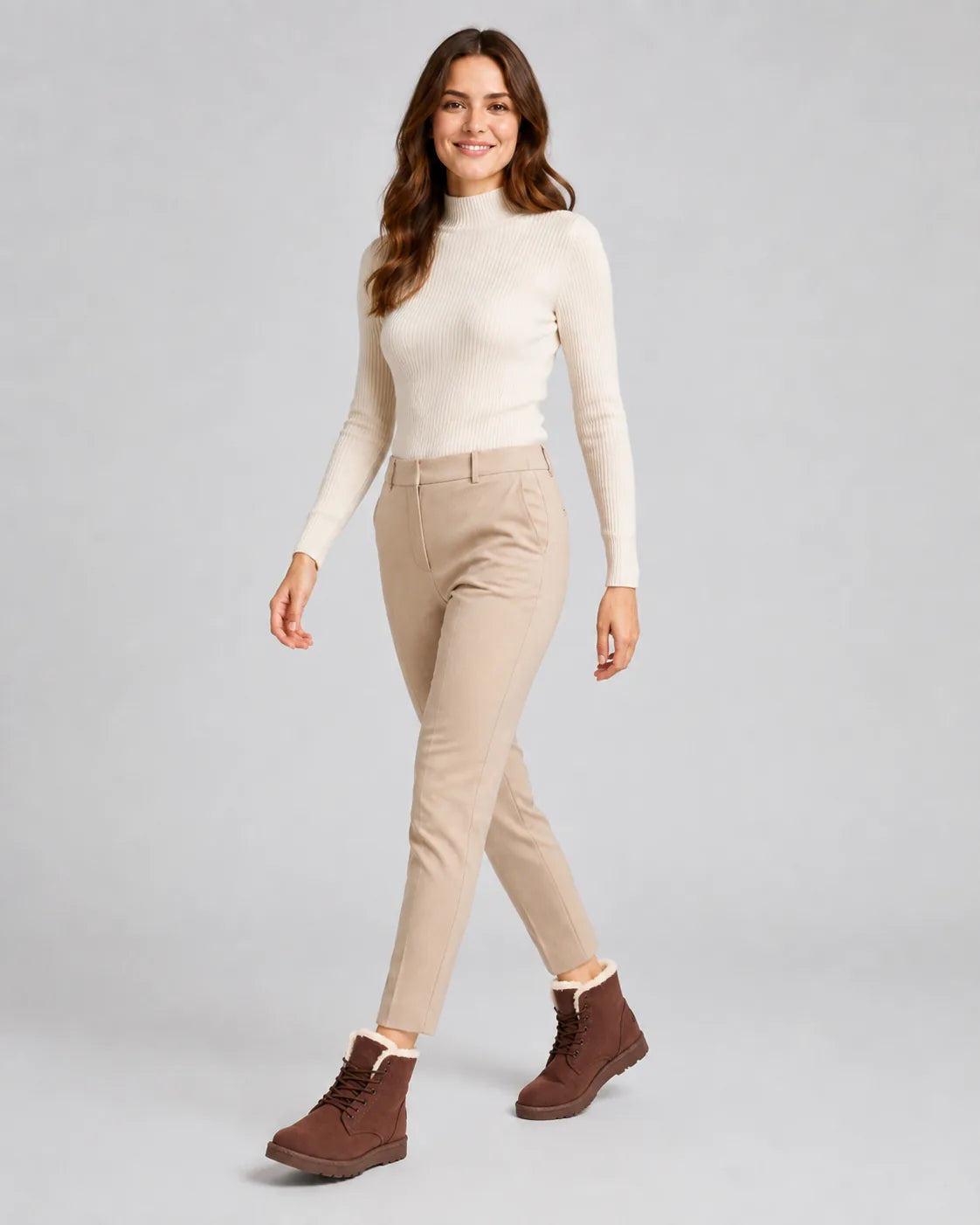 Petronille Bottines Doublées Fourrure, Effet Daim, Style Hiver pour Femme - Marron | Tenelle