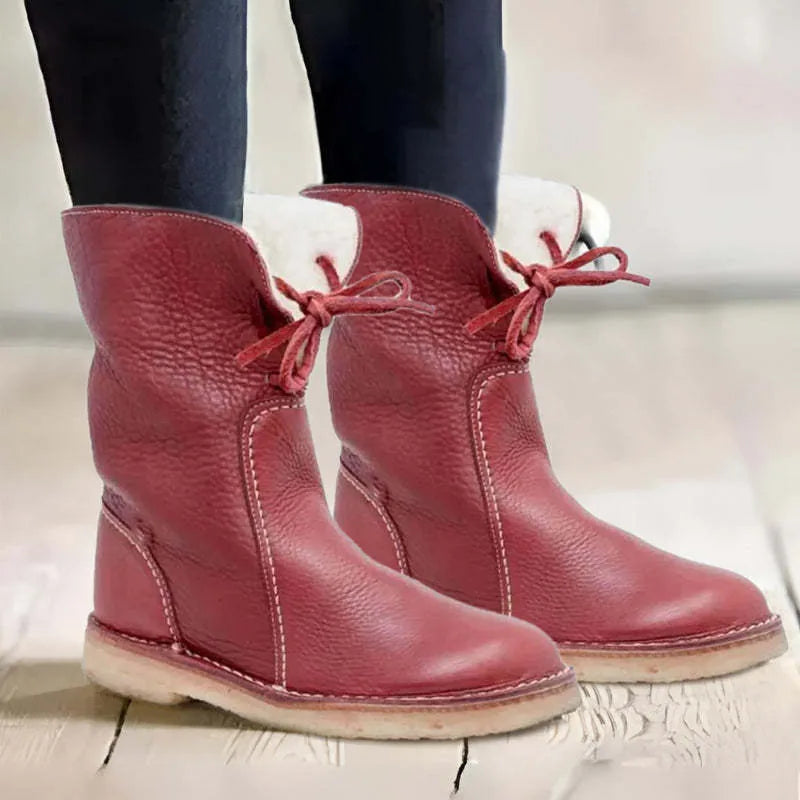Savannah Bottes d'Hiver Chaudes Doublées Fausse Fourrure pour Femme - Rouge | Tenelle