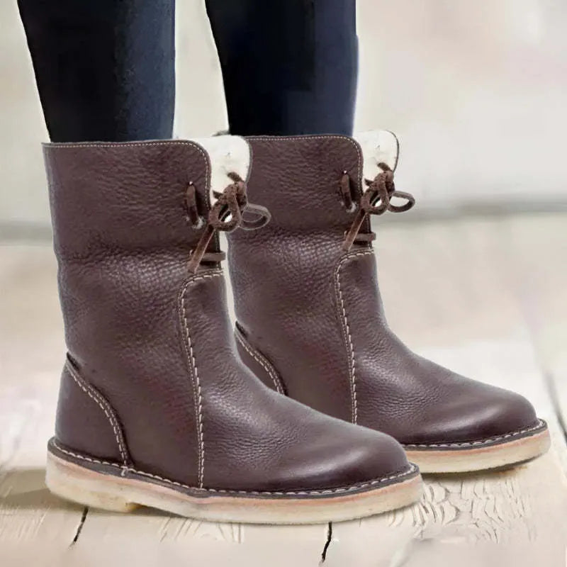 Savannah Bottes d'Hiver Chaudes Doublées Fausse Fourrure pour Femme - Marron Foncé | Tenelle