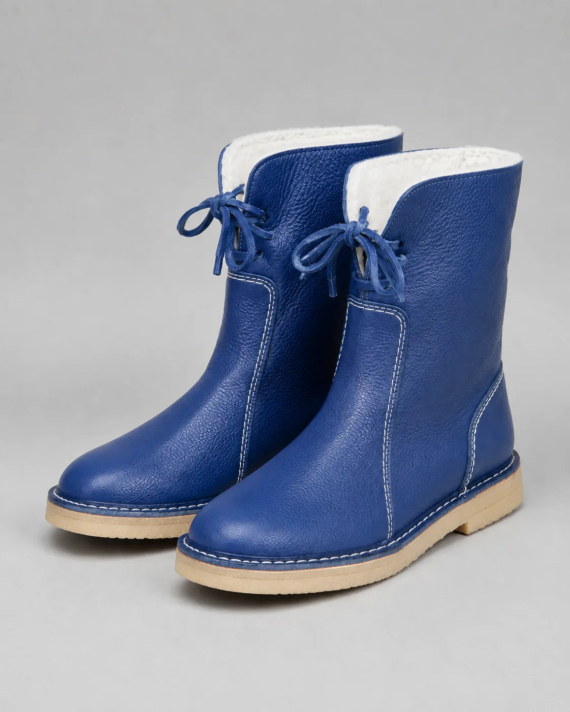 Wisteria Bottes de Neige Doublées Polaire, Lacets, Mi-Mollet pour Femme - Bleu | Tenelle