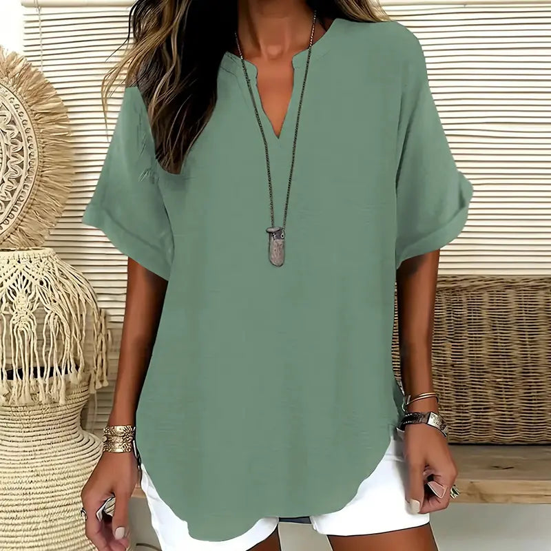 Romy Blouse Décontractée Unie pour Femme - Vert