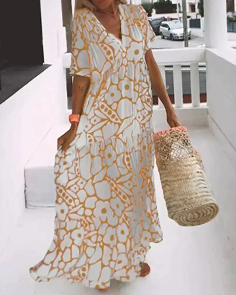 Dawnfield Robe Maxi à Imprimé Fleuri pour Femme - Jaune