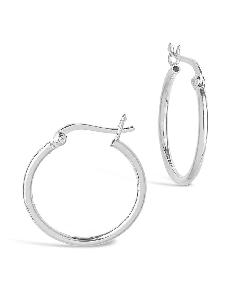 Mireille Boucles d'Oreilles Créoles Classiques en Argent Sterling pour Femme - Argenté
