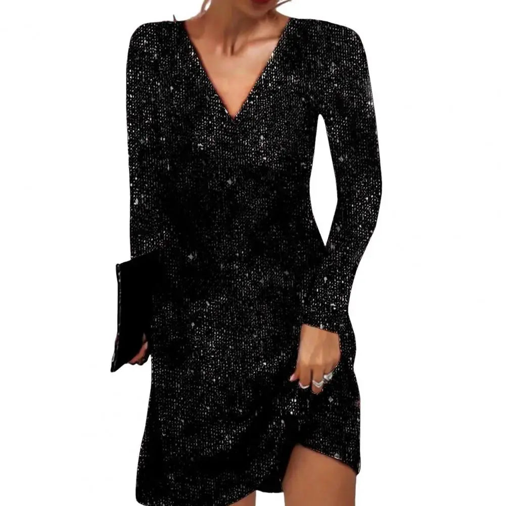 Lauren Robe Mini à Sequins, Glamour et Polyvalente pour Femme - Noir