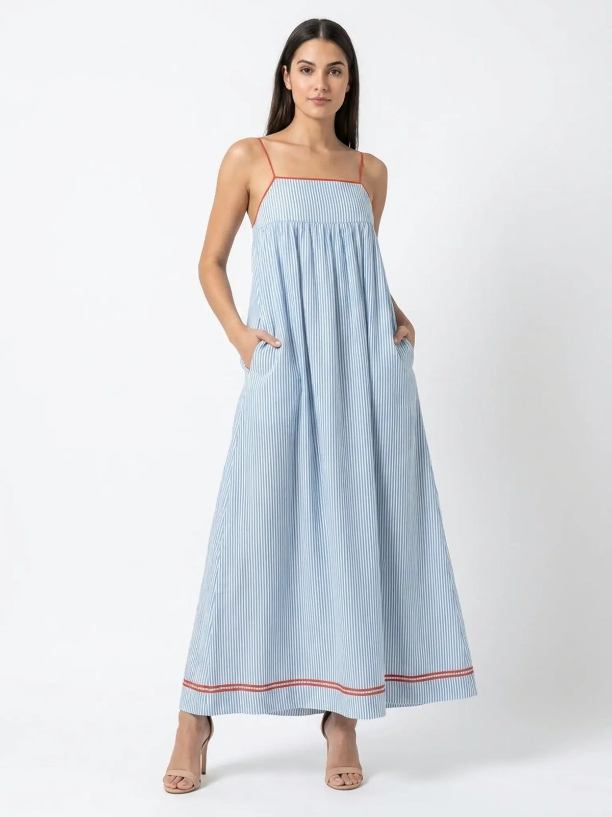 Marina Robe Maxi Rayée pour Femme - Bleu