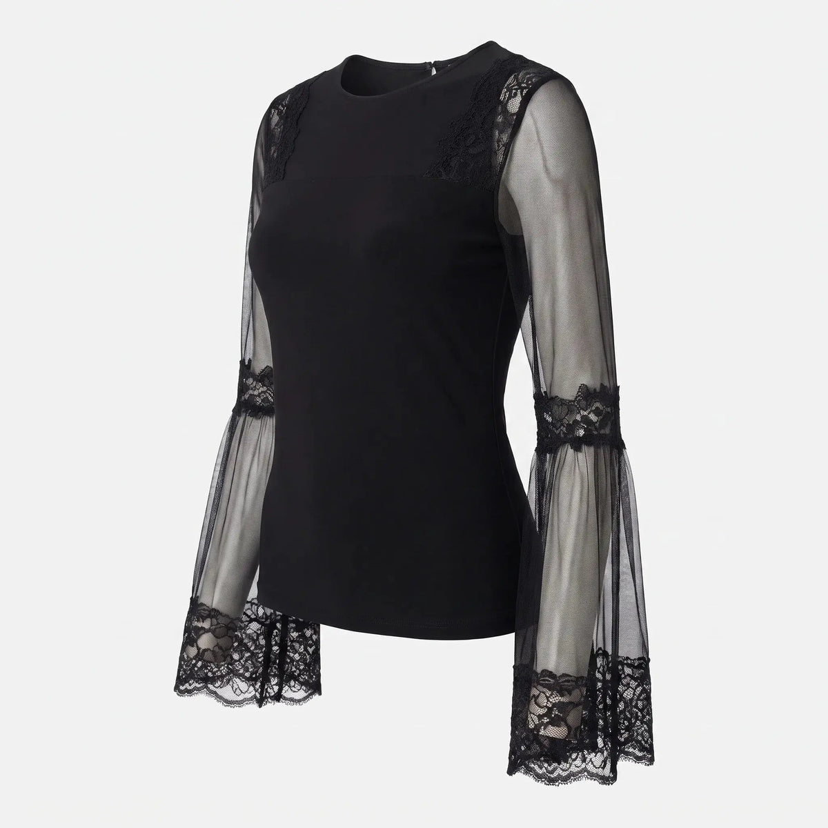Marceline Blouse Transparente à Fermeture Zippée, Manches Longues pour Femme - Noir