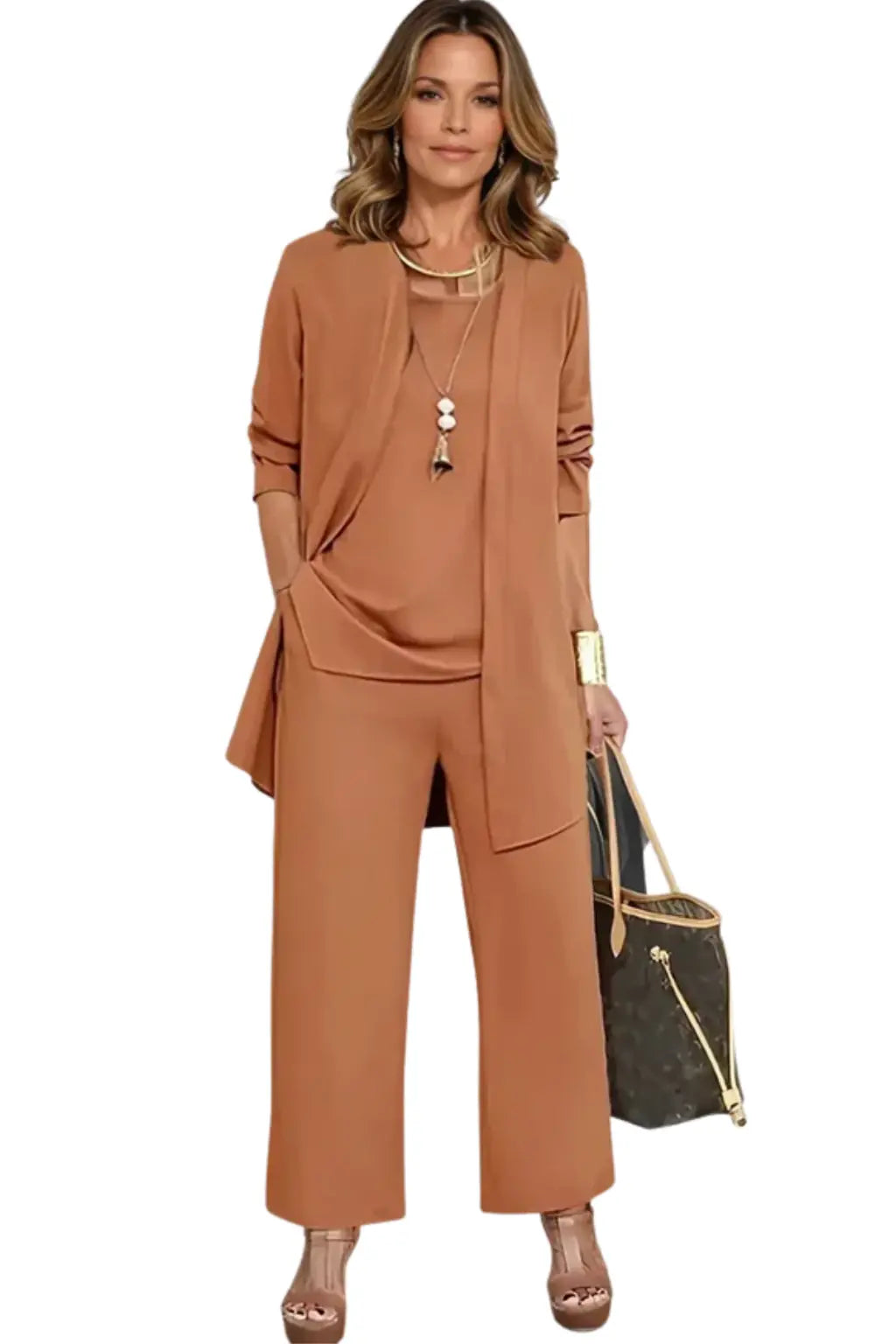 Isadora Ensemble 3 Pièces Élégant et Habillé pour Femme - Camel