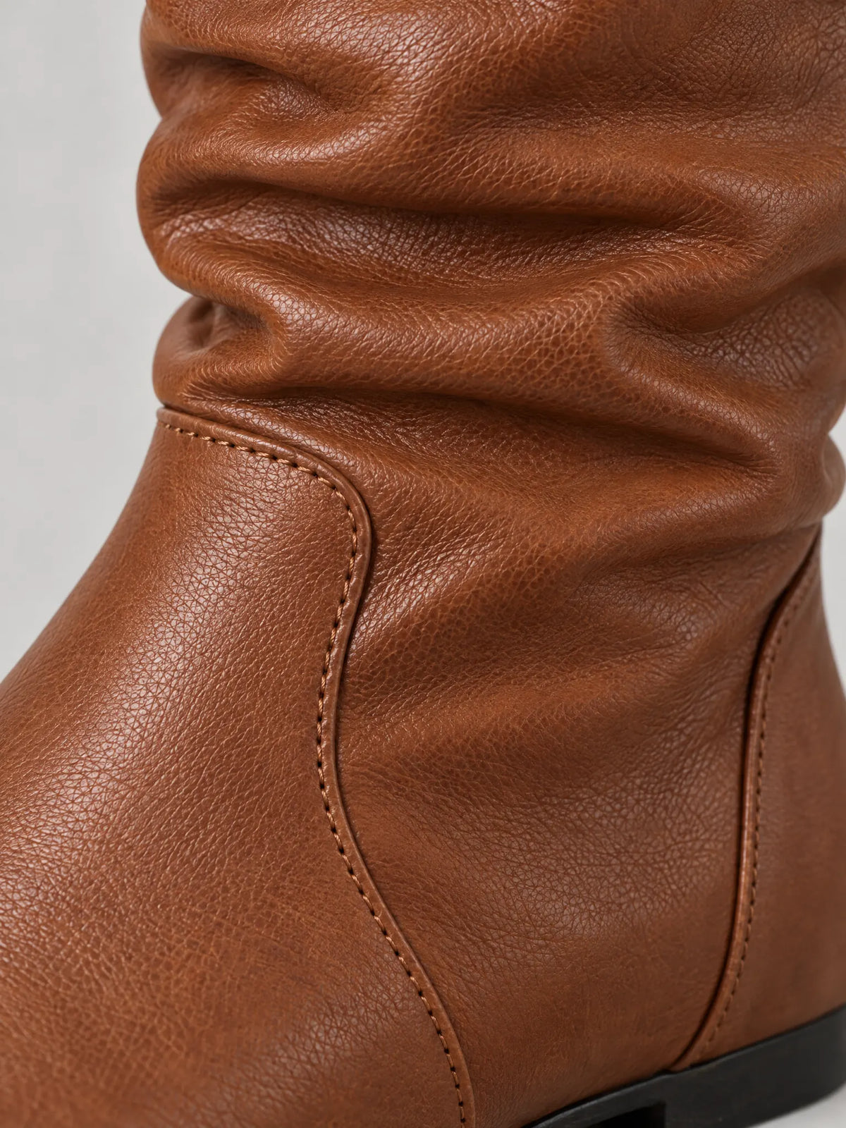 Roussel Bottes Montantes Souples, Tige Froncée, Talon Plat pour Femme - Marron