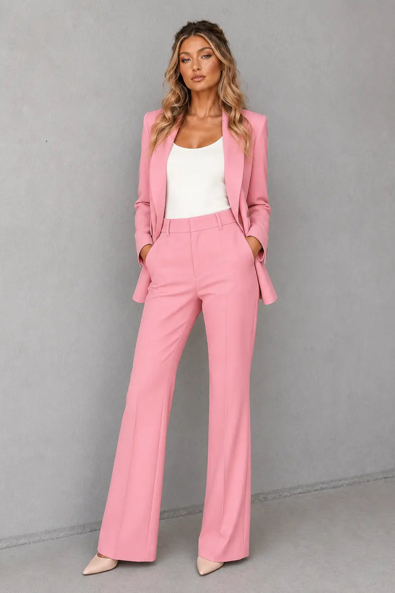 Marbella Tailleur Deux Pièces Blazer et Pantalon pour Femme - Rose