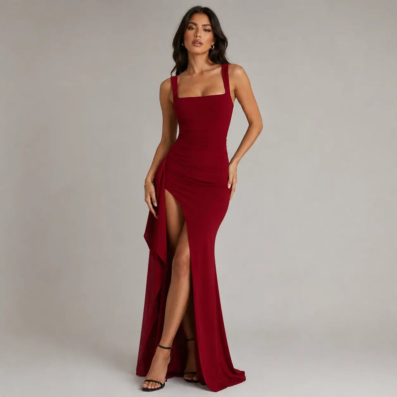 Bellwether Robe Maxi Moulante, Dos Ouvert, Fente Latérale pour Femme - Rouge