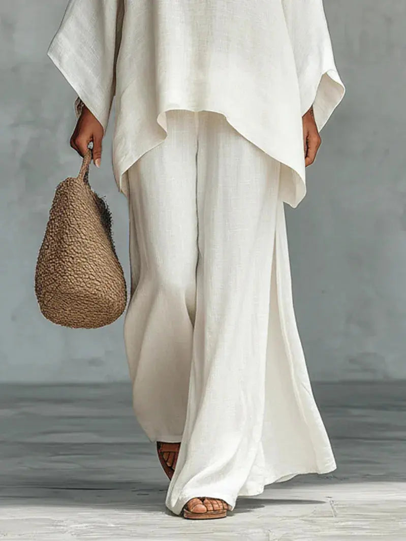 Anna Ensemble Deux Pièces en Lin pour Femme - Blanc