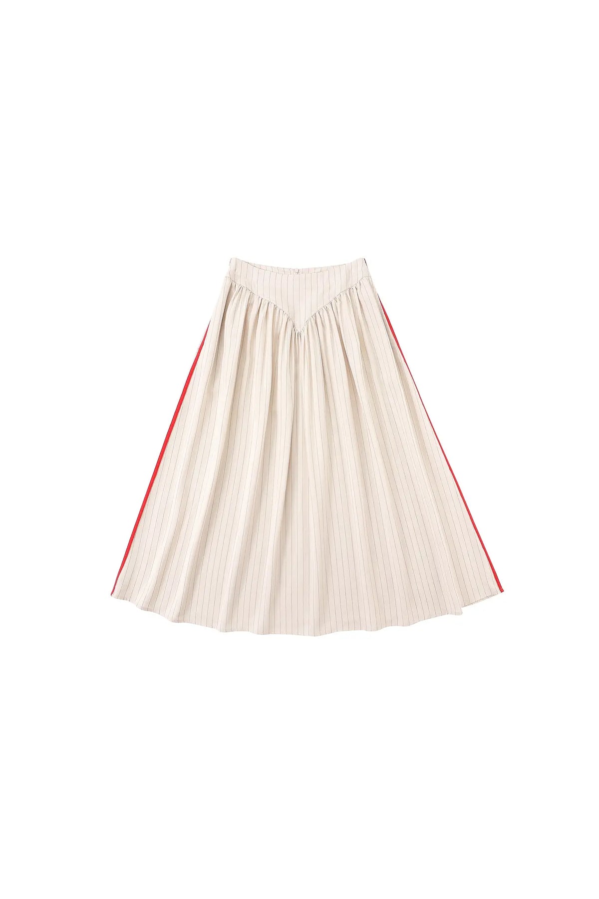 Ismay Jupe Rayée Style Baseball en Tencel, Crème pour Femme - Rayé Baseball
