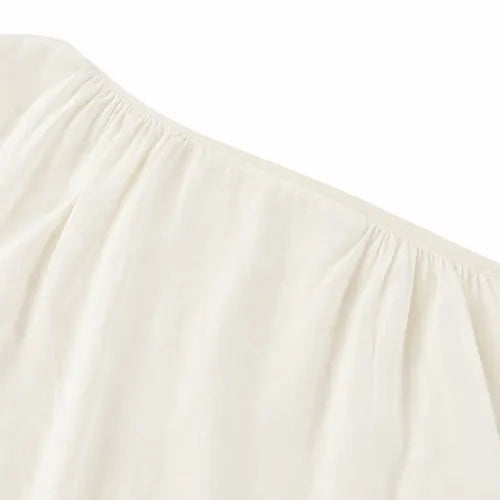 Solendra Ensemble Coordonné Haut Asymétrique et Pantalon Large Fluide pour Femme - Ivoire