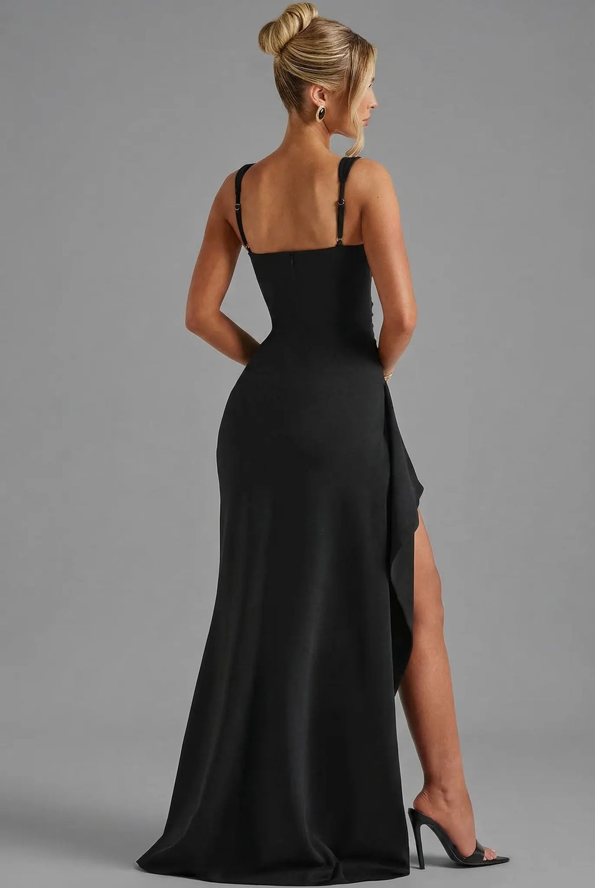 Bellwether Robe Maxi Moulante, Dos Ouvert, Fente Latérale pour Femme - Noir