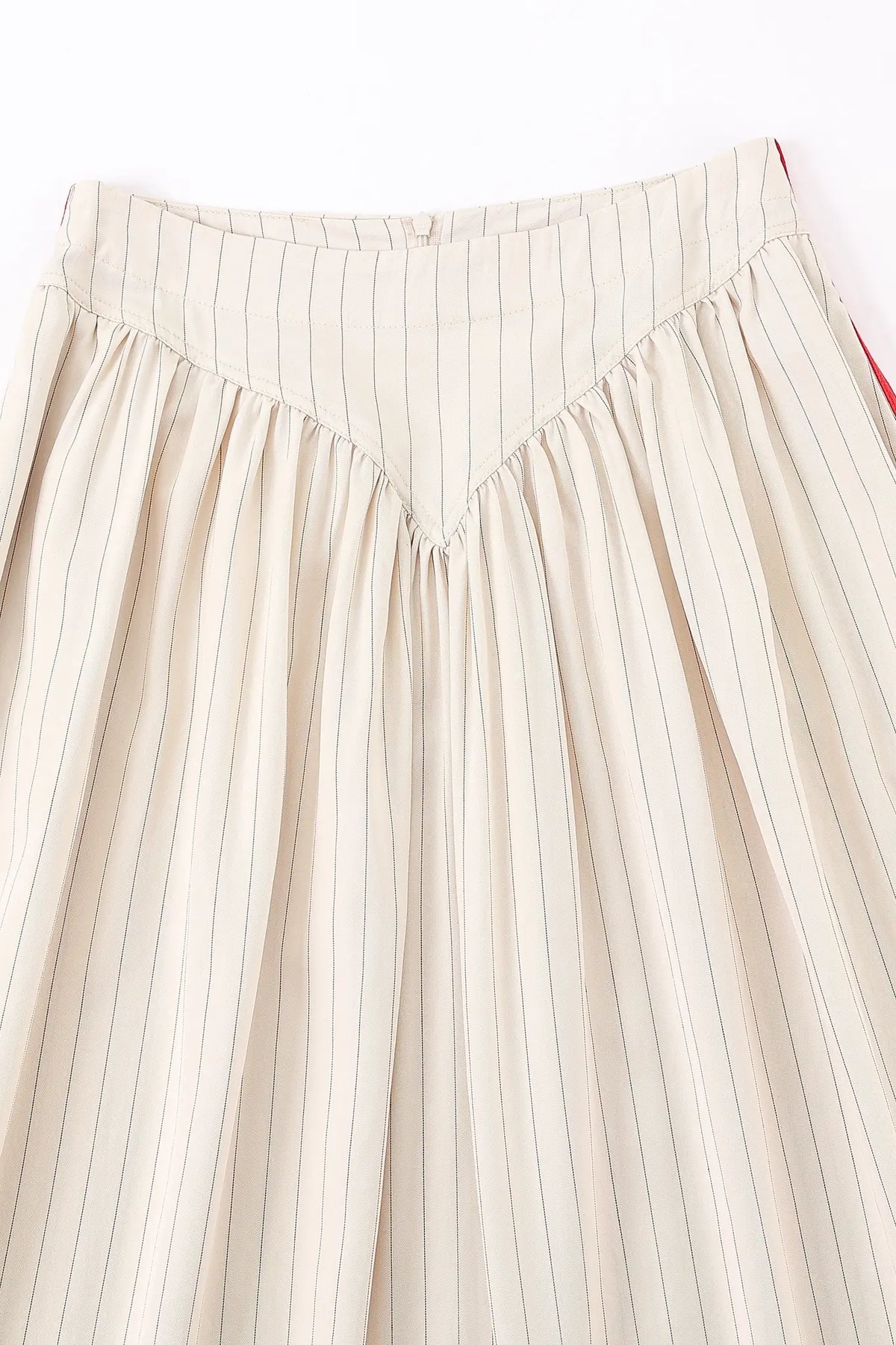 Ismay Jupe Rayée Style Baseball en Tencel, Crème pour Femme - Rayé Baseball
