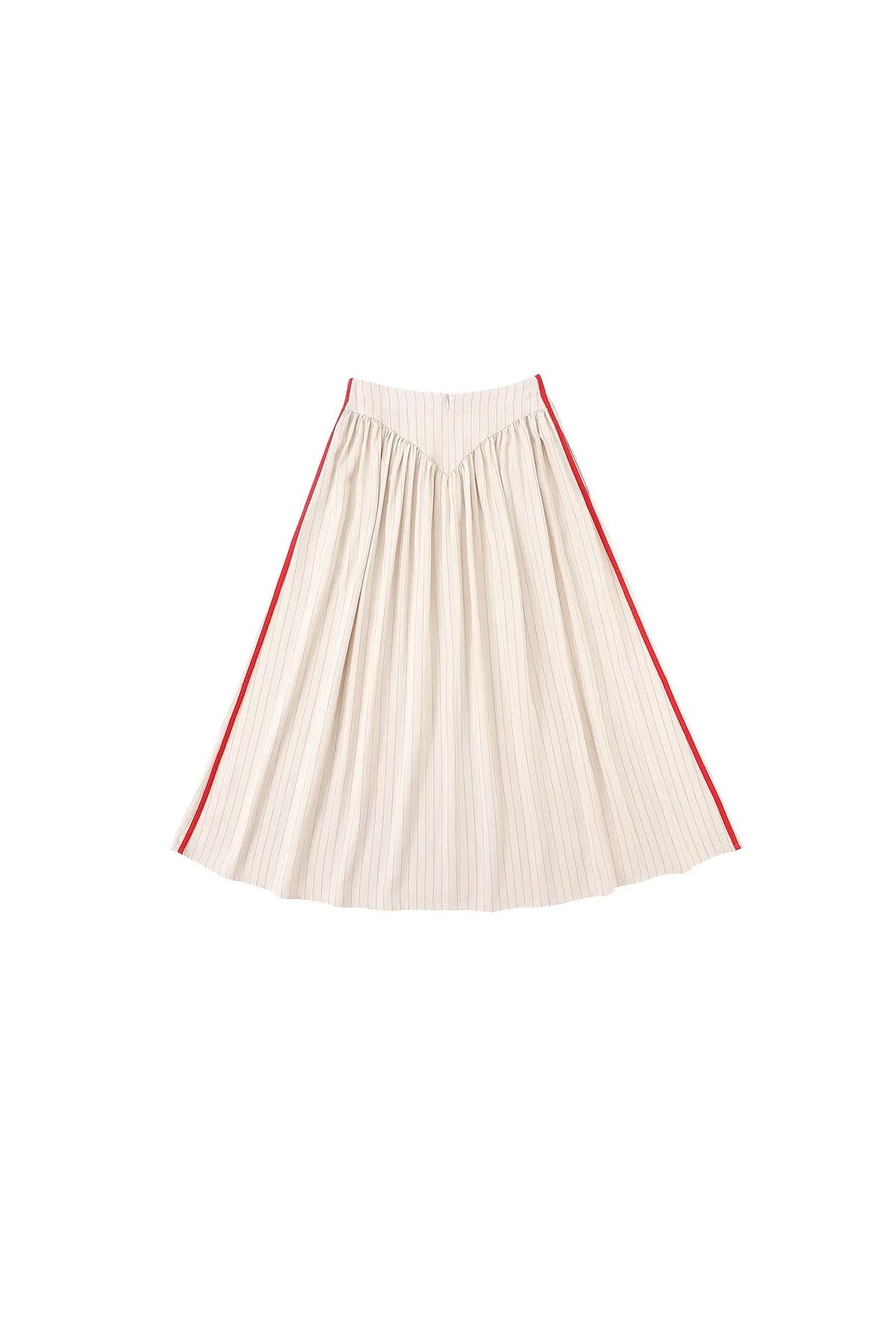 Ismay Jupe Rayée Style Baseball en Tencel, Crème pour Femme - Rayé Baseball