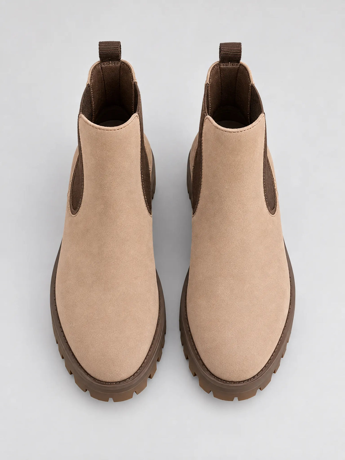 Calanthe Bottines Chelsea Effet Daim, Semelle Crantée Épaisse pour Femme - Beige
