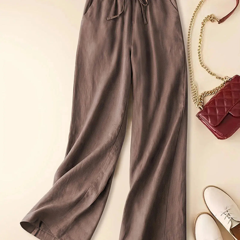 Thalveen Pantalon Large à Cordon de Serrage pour Femme - Marron