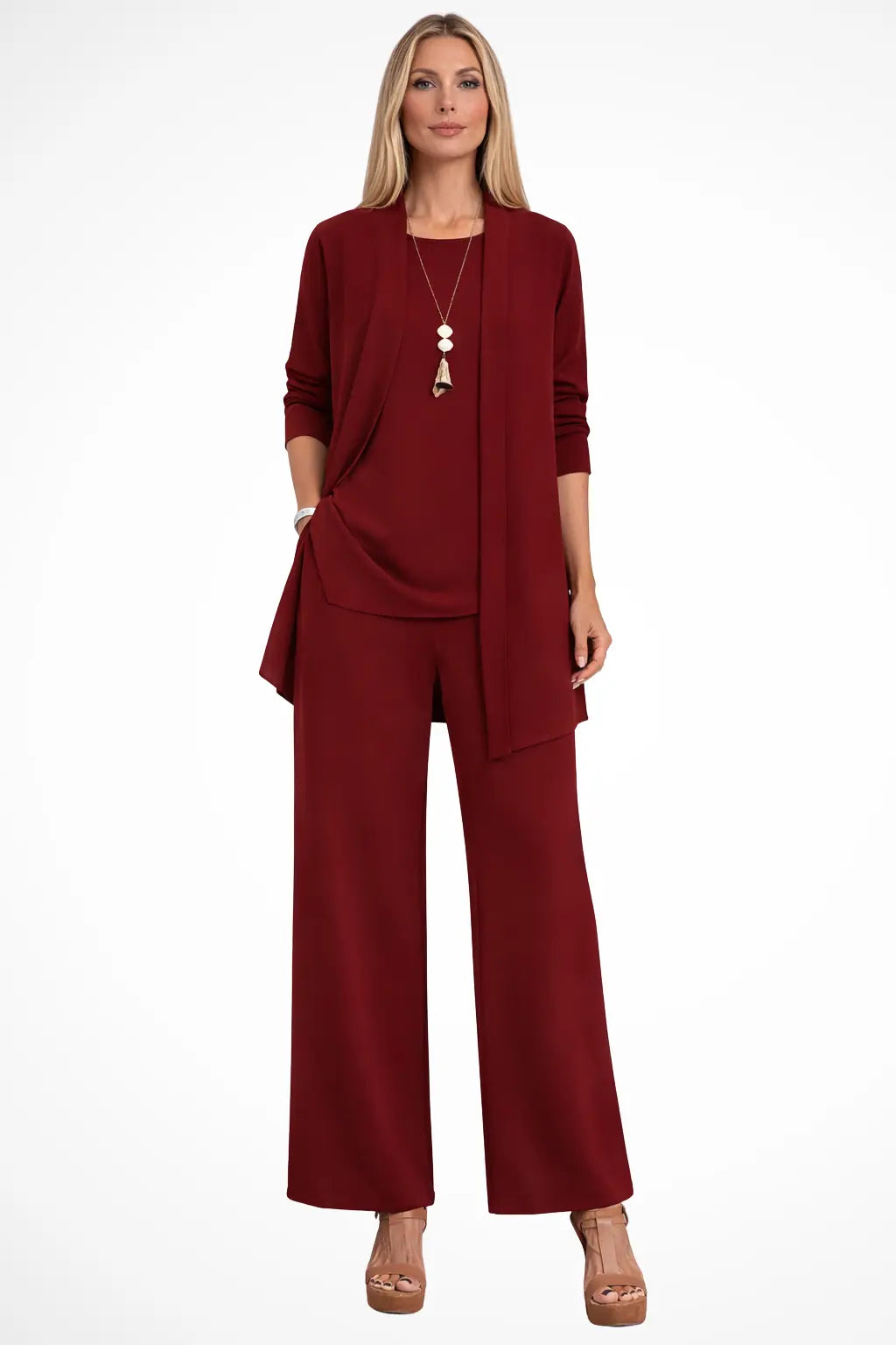 Isadora Ensemble 3 Pièces Élégant et Habillé pour Femme - Rouge Vin