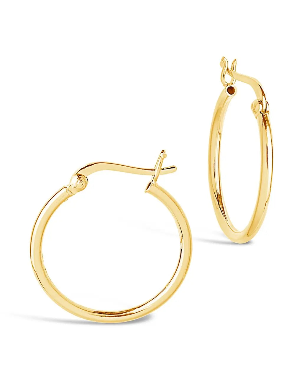 Mireille Boucles d'Oreilles Créoles Classiques en Argent Sterling pour Femme - Doré