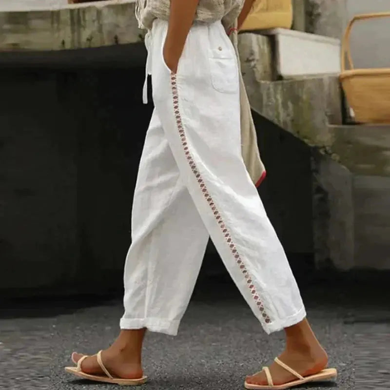 Abby Pantalon Fuselé Taille Haute pour Femme - Blanc