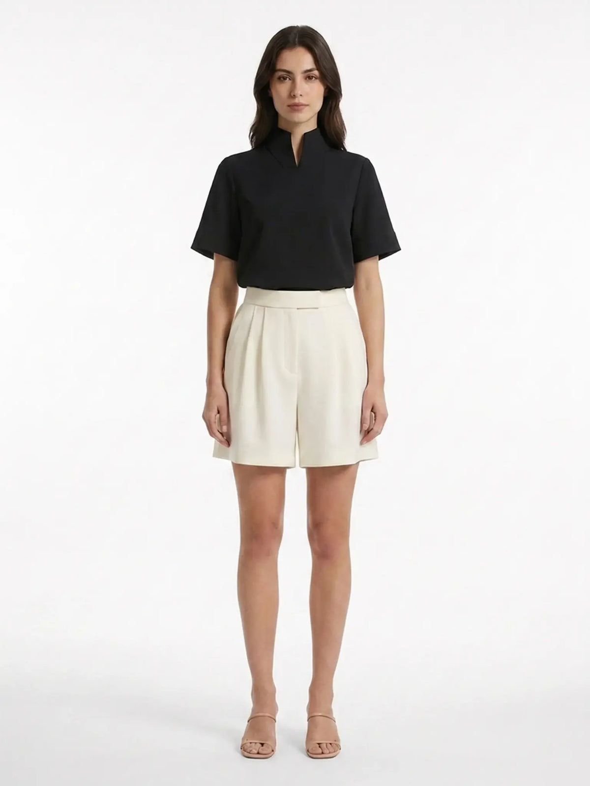 Anouska Blouse Structurée Col Montant pour Femme - Noir