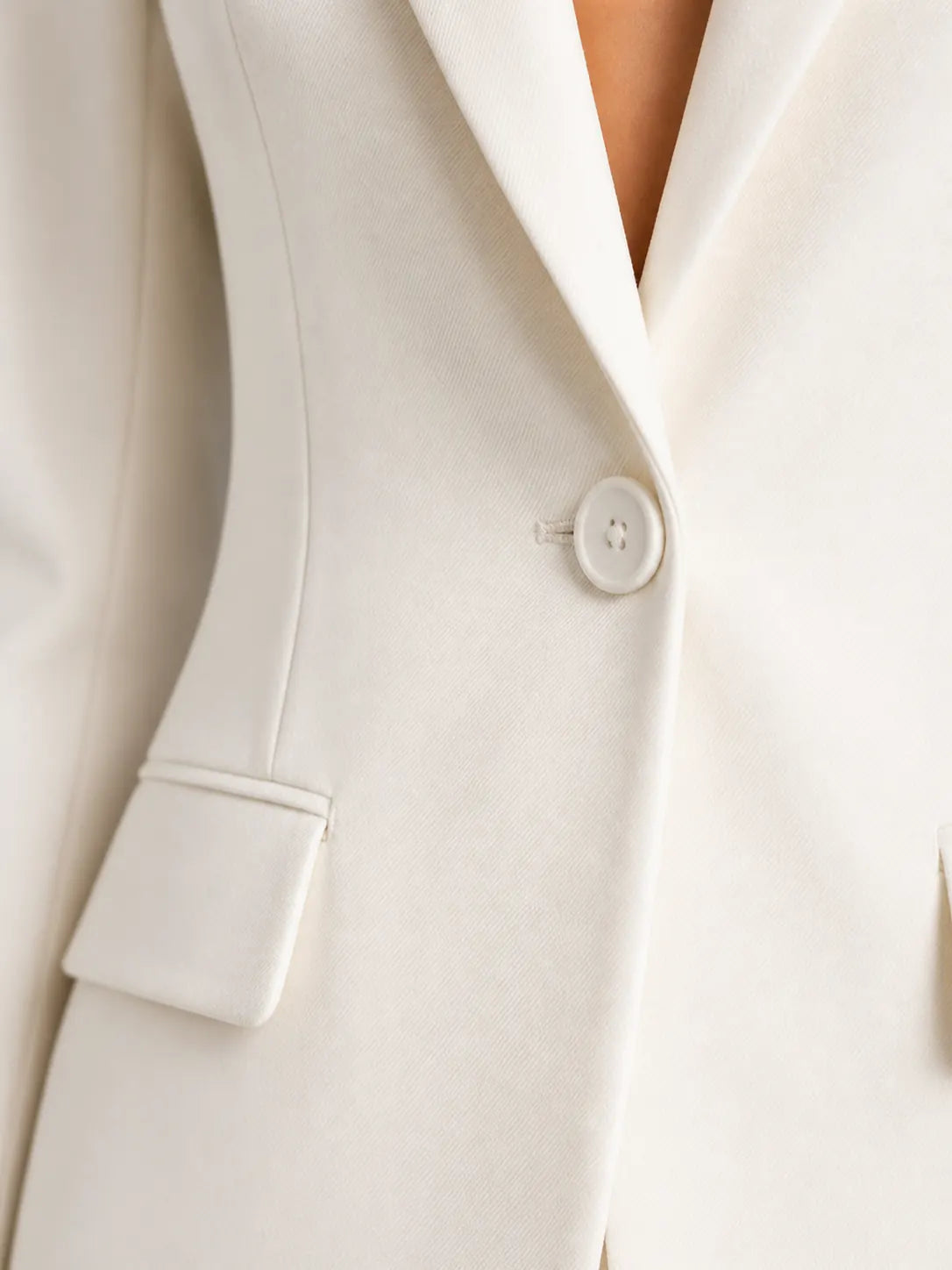 Harlow Tailleur Blazer Ajusté et Pantalon Large, Style Habillé pour Femme - Blanc