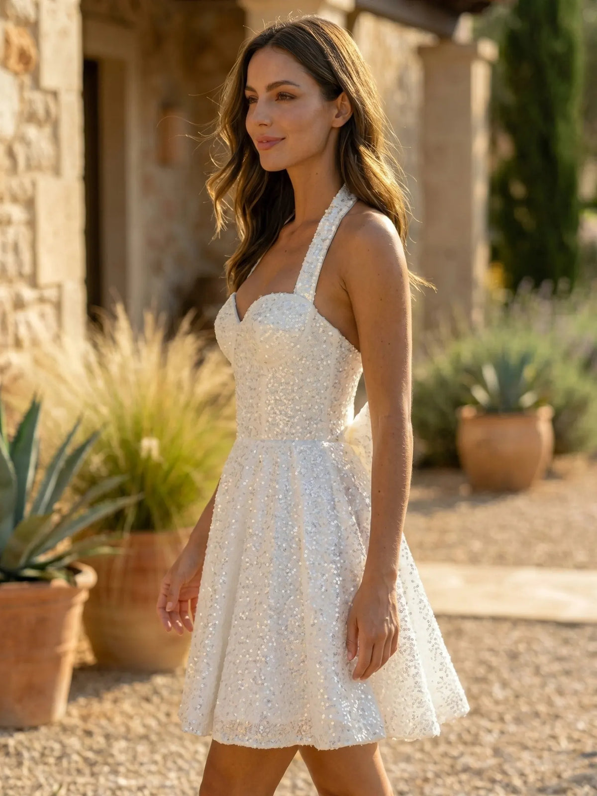 Solaria Robe Mini Trapèze, Bustier Structuré pour Femme - Blanc