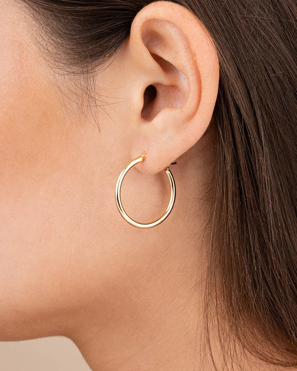 Mireille Boucles d'Oreilles Créoles Classiques en Argent Sterling pour Femme - Doré