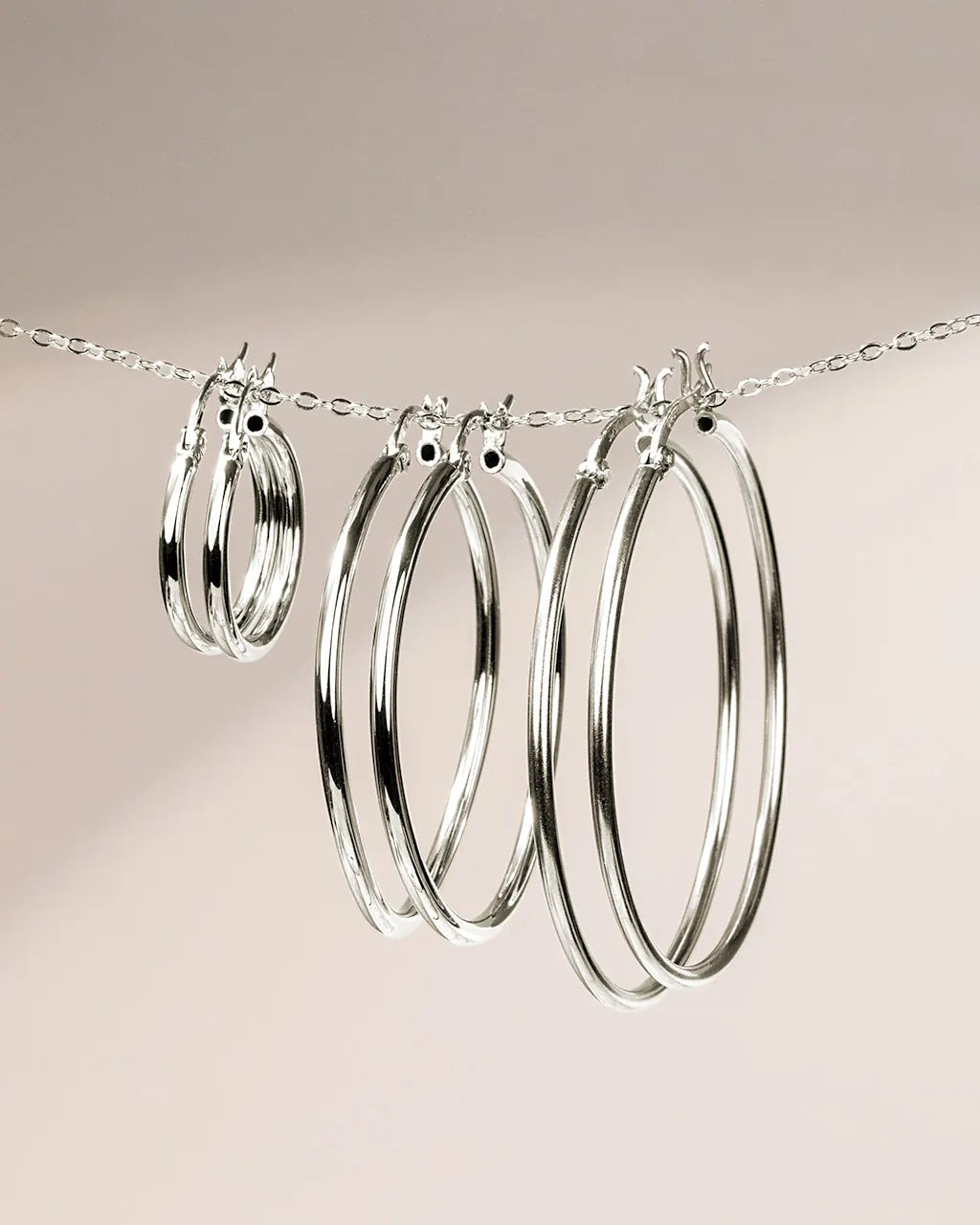 Mireille Boucles d'Oreilles Créoles Classiques en Argent Sterling pour Femme - Argenté