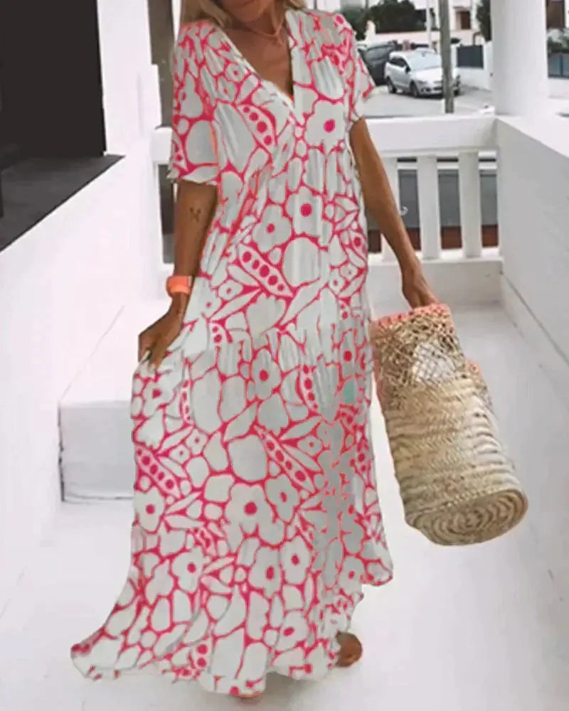 Dawnfield Robe Maxi à Imprimé Fleuri pour Femme - Rose