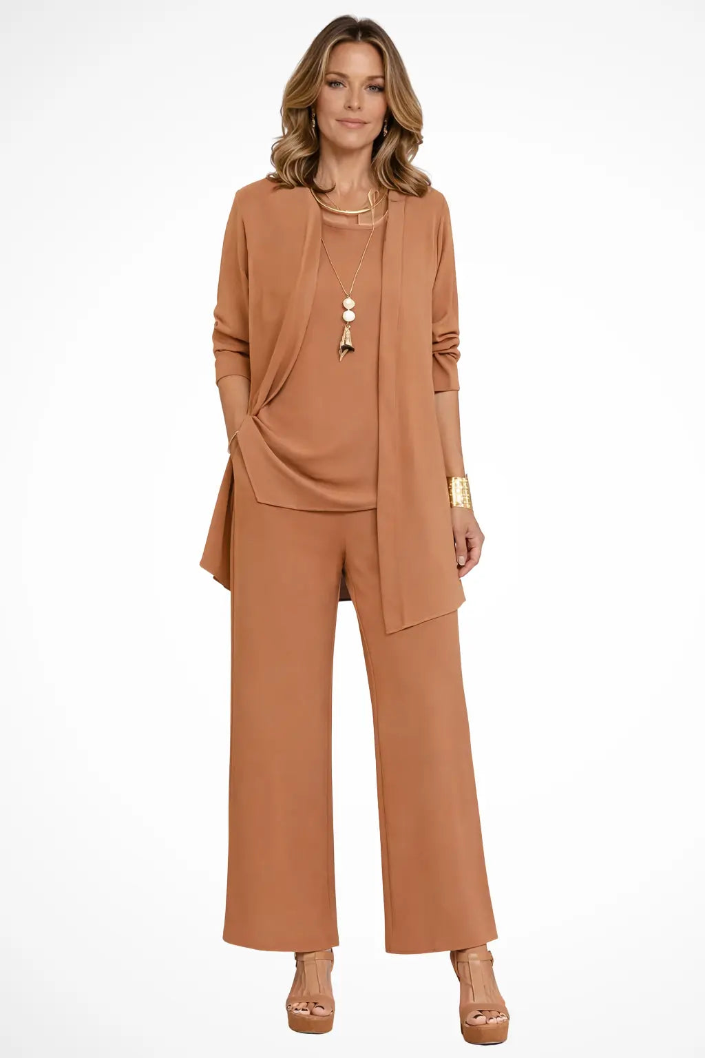 Isadora Ensemble 3 Pièces Élégant et Habillé pour Femme - Camel