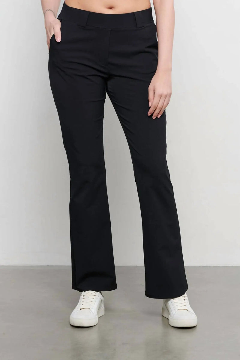Dora Pantalon Fluide Évasé, Idéal Voyage pour Femme - Noir