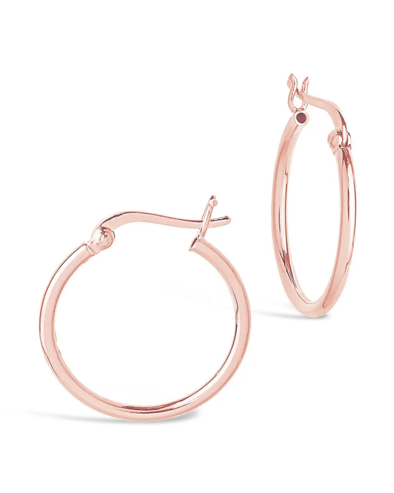 Mireille Boucles d'Oreilles Créoles Classiques en Argent Sterling pour Femme - Or Rose