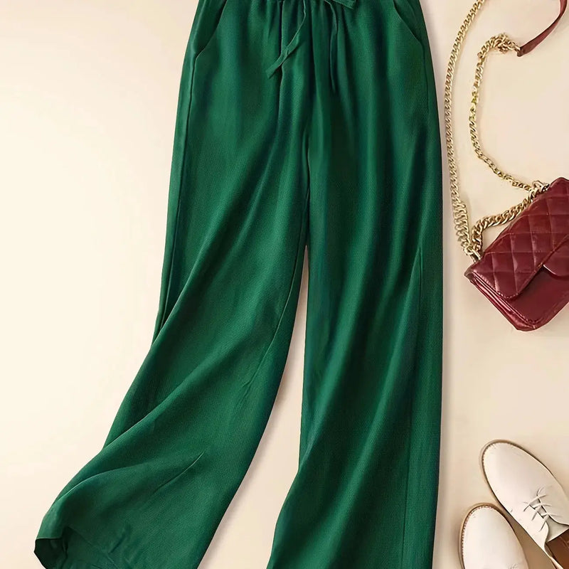 Thalveen Pantalon Large à Cordon de Serrage pour Femme - Vert