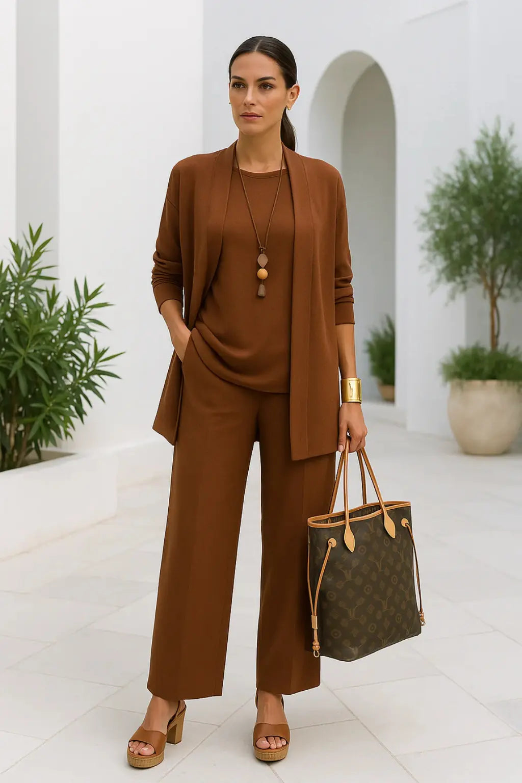 Isadora Ensemble 3 Pièces Élégant et Habillé pour Femme - Camel