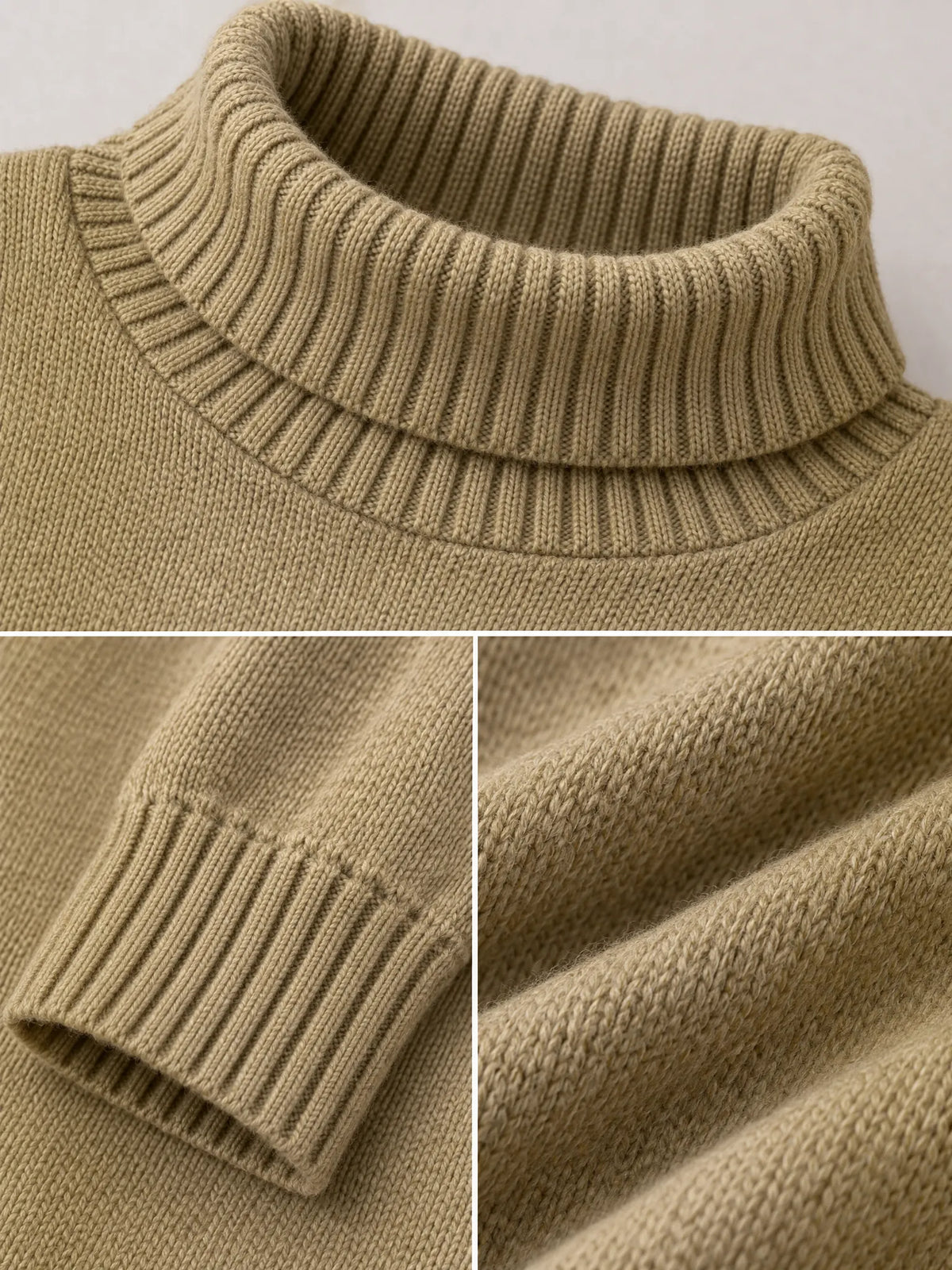 Isla Robe Pull Col Roulé, Douce et Élégante pour la Saison pour Femme - Kaki