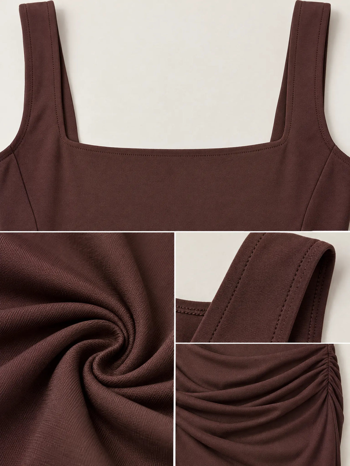 Trinidad Robe Maxi Corset Col Carré à Lacets, Invitée de Mariage pour Femme - Marron