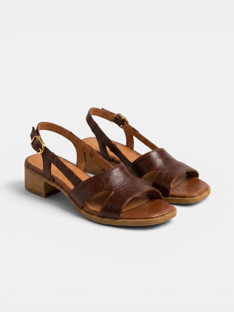 Cerelia Sandales Bride Arrière, Bout Carré pour Femme - Marron