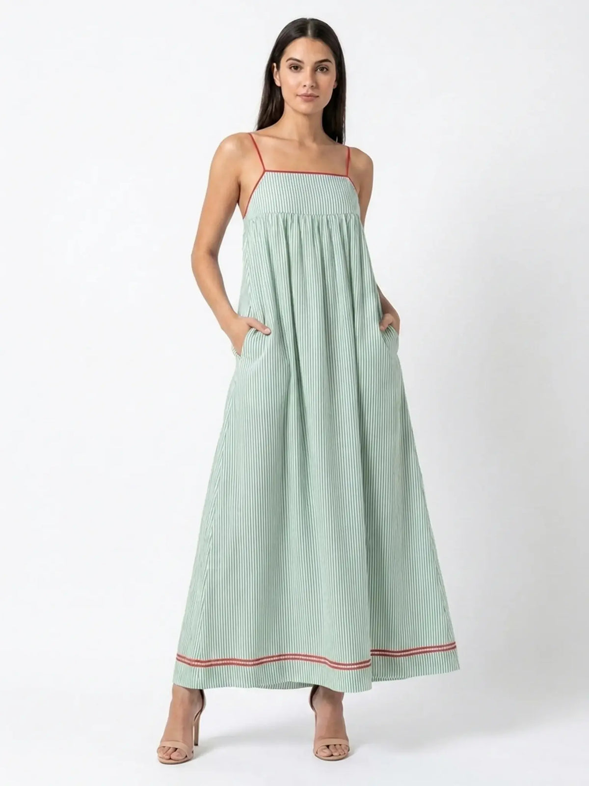 Marina Robe Maxi Rayée pour Femme - Vert